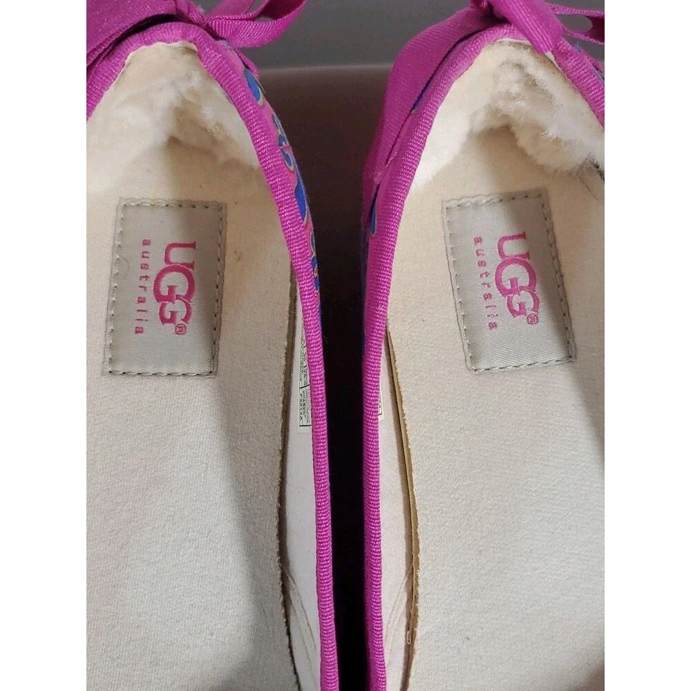 UGG Australia Size 9 Pink Purple Paisley Fabric Slip On Flats Espadrilles
